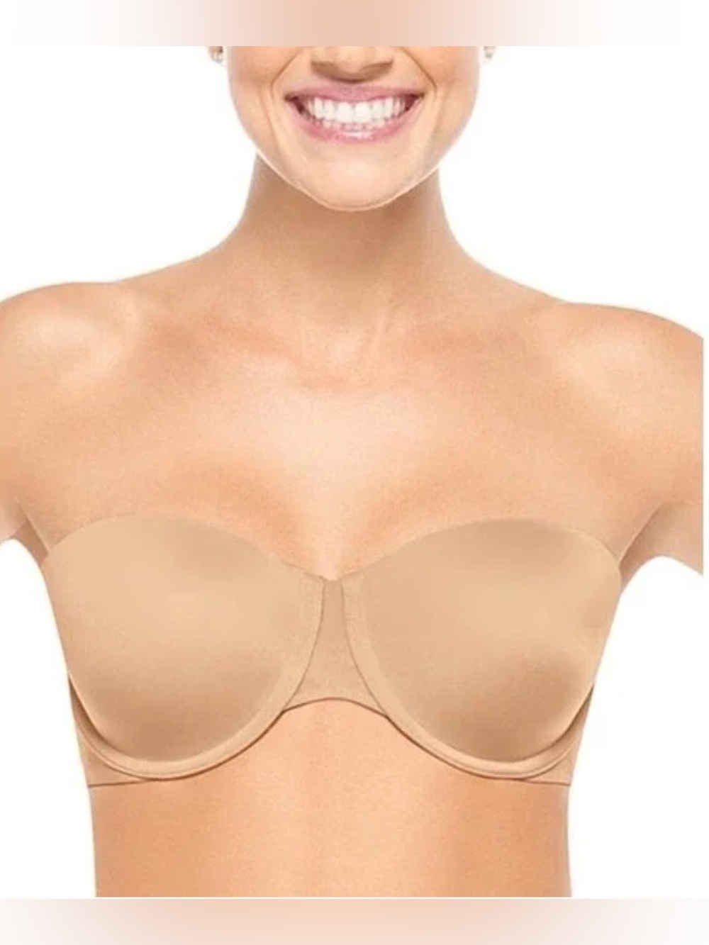 New SPANX bra cha cha stay put strapless bandeau nude beige wire cup